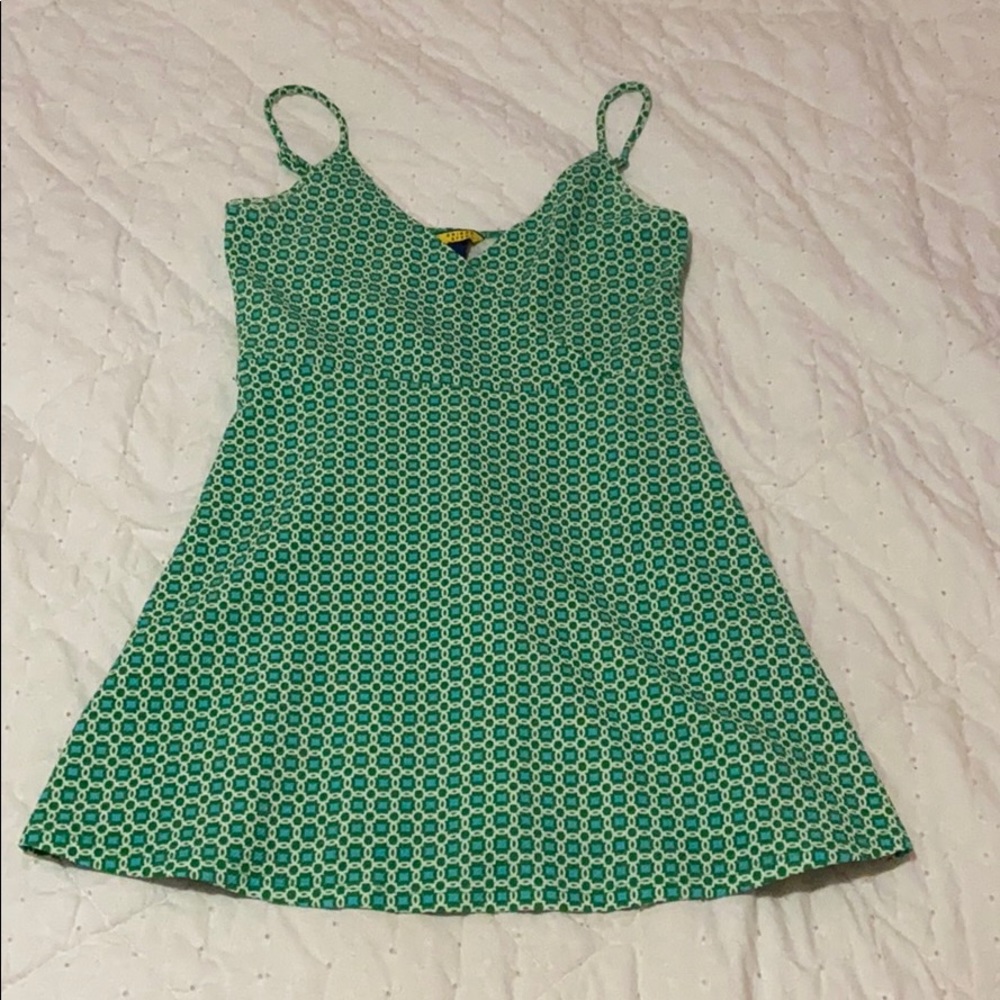 green spaghetti strap dress